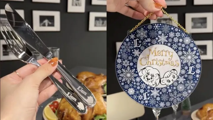 Cuchillo y fork originales (izquierda) y adorno original de Leo Lina (derecha) ©PLM