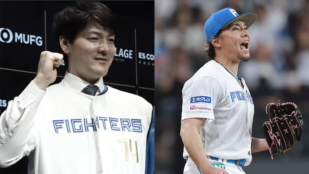 北海道日本ハムファイターズ・有原航平投手（左）伊藤大海投手（右）【画像：パーソル パ・リーグTV、球団提供】