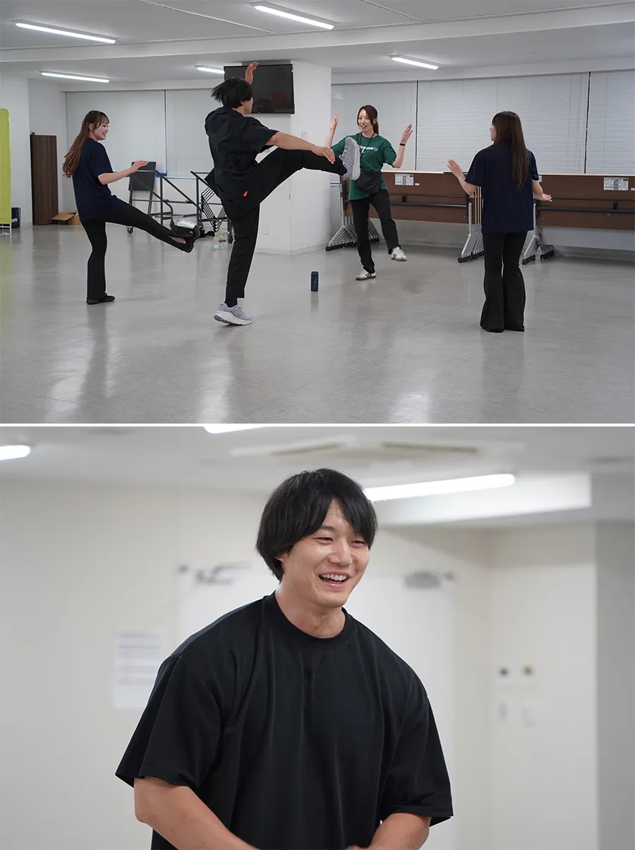 bluelegendsとダンスの確認をする青木マッチョさん