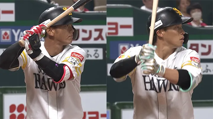 福岡ソフトバンクホークス・今宮健太選手（左）野村勇選手（右）©パーソル パ・リーグTV