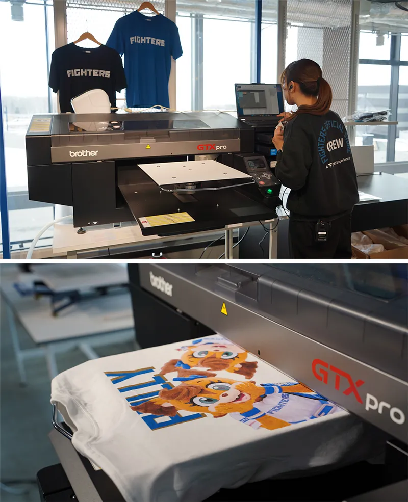 「FIGHTERS My Tee」プリント中の様子 ©︎PLM
