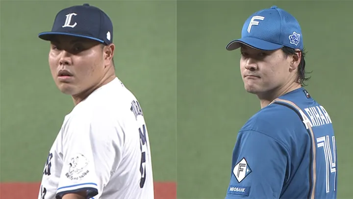 埼玉西武ライオンズ・平良海馬投手(左)北海道日本ハムファイターズ・有原航平投手(右)©パーソル パ・リーグTV